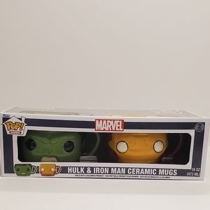 Funko Pop! Marvel Hulk & Iron Man Ceramic Mugs 16oz Set NEW